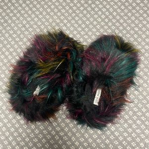 Steve Madden rainbow fuzzy slippers
